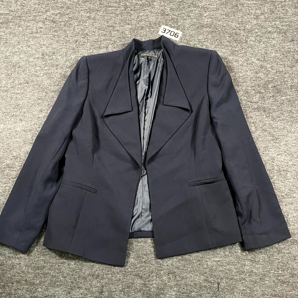 Preston & York Blazer Jacket Women 12 Navy Blue Lined Career Formal Professional